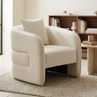 Bilani cream linen effect curved chair viewed from above at an angle in a home library