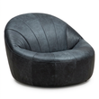 Hoxton antique black leather cocoon chair on a white background