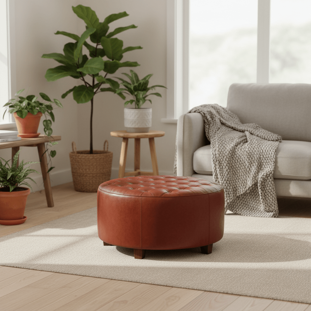Inca Round Buttoned Stool