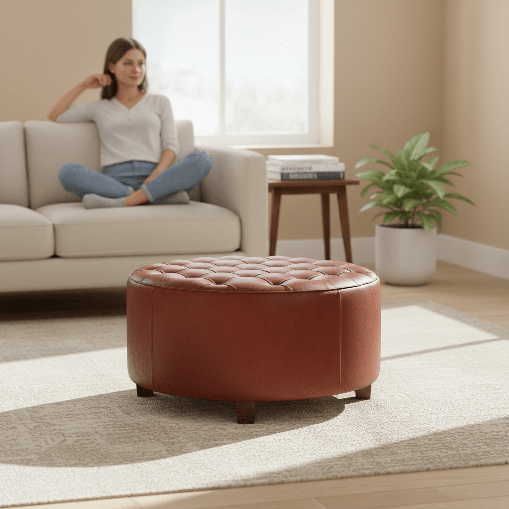 Inca Round Buttoned Stool