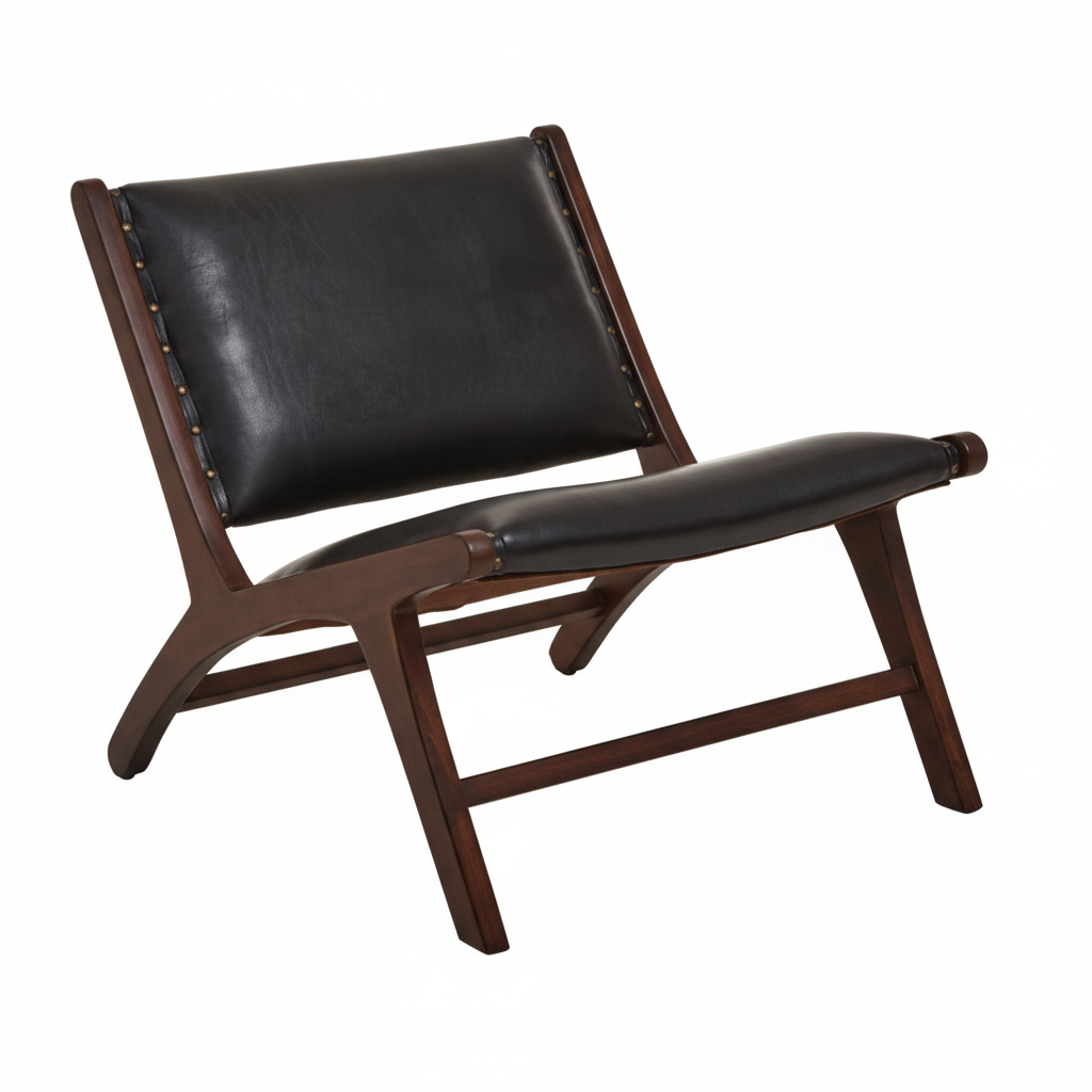 Inca Genuine Black Cow Leather Chair