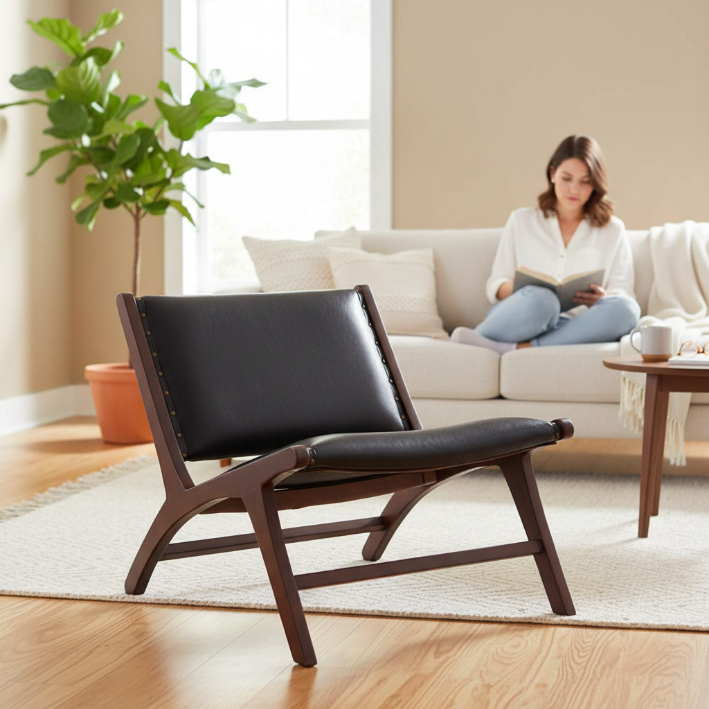 Inca Genuine Black Cow Leather Chair