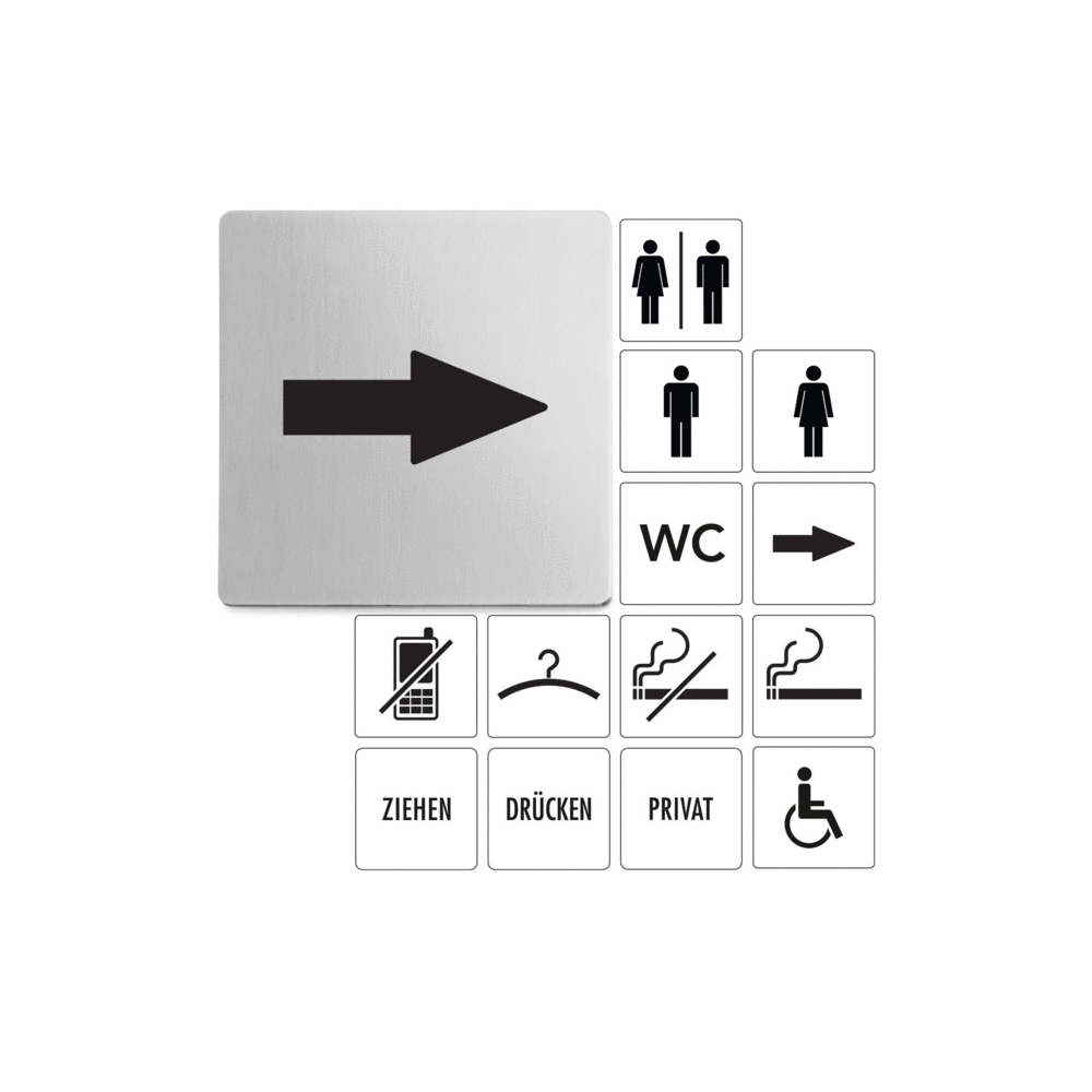 Indici Premium Arrow Directional Sign - Brushed Steel 50716