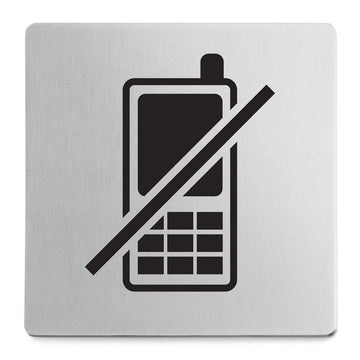 Indici Premium No Mobile Phones Sign - Brushed Steel Elegance