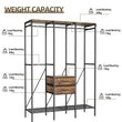 Industrial Coat Rack Stand, Open Wardrobe, Clothes Rail with 2 Drawer and Shelves, Bedroom Storage, Hanging Bar, XXL