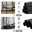 Industrial Coat Rack Stand, Open Wardrobe, Clothes Rail with 2 Drawer and Shelves, Bedroom Storage, Hanging Bar, XXL