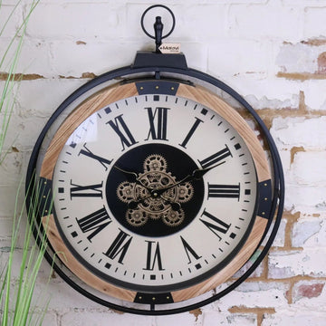 Industrial Large Cog Clock White and Gold