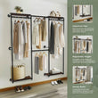 Industrial Pipe Clothes Rack, Wall - Mounted Metal Clothes Stand, Walk - in Wardrobe, with Shelves