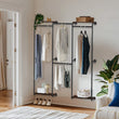 Industrial Pipe Clothes Rack, Wall - Mounted Metal Clothes Stand, Walk - in Wardrobe, with Shelves