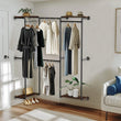 Industrial Pipe Clothes Rack, Wall - Mounted Metal Clothes Stand, Walk - in Wardrobe, with Shelves