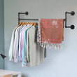 Industrial Pipe Clothing Rack, Heavy Duty, Wall Mounted, Garment Bar, Open Wardrobe Storage, Adjustable, 90 cm, 135 cm, 108cm