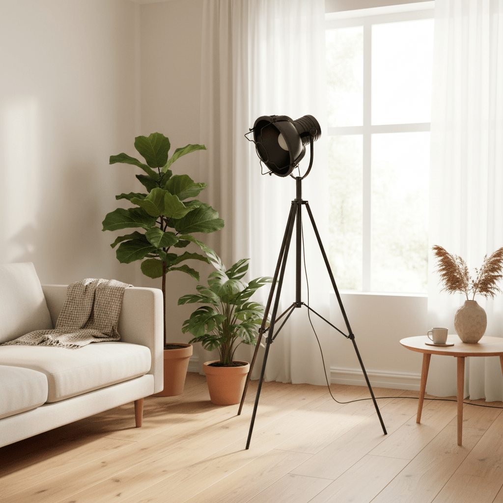 Industrial Revolution Matt Black Floor Lamp