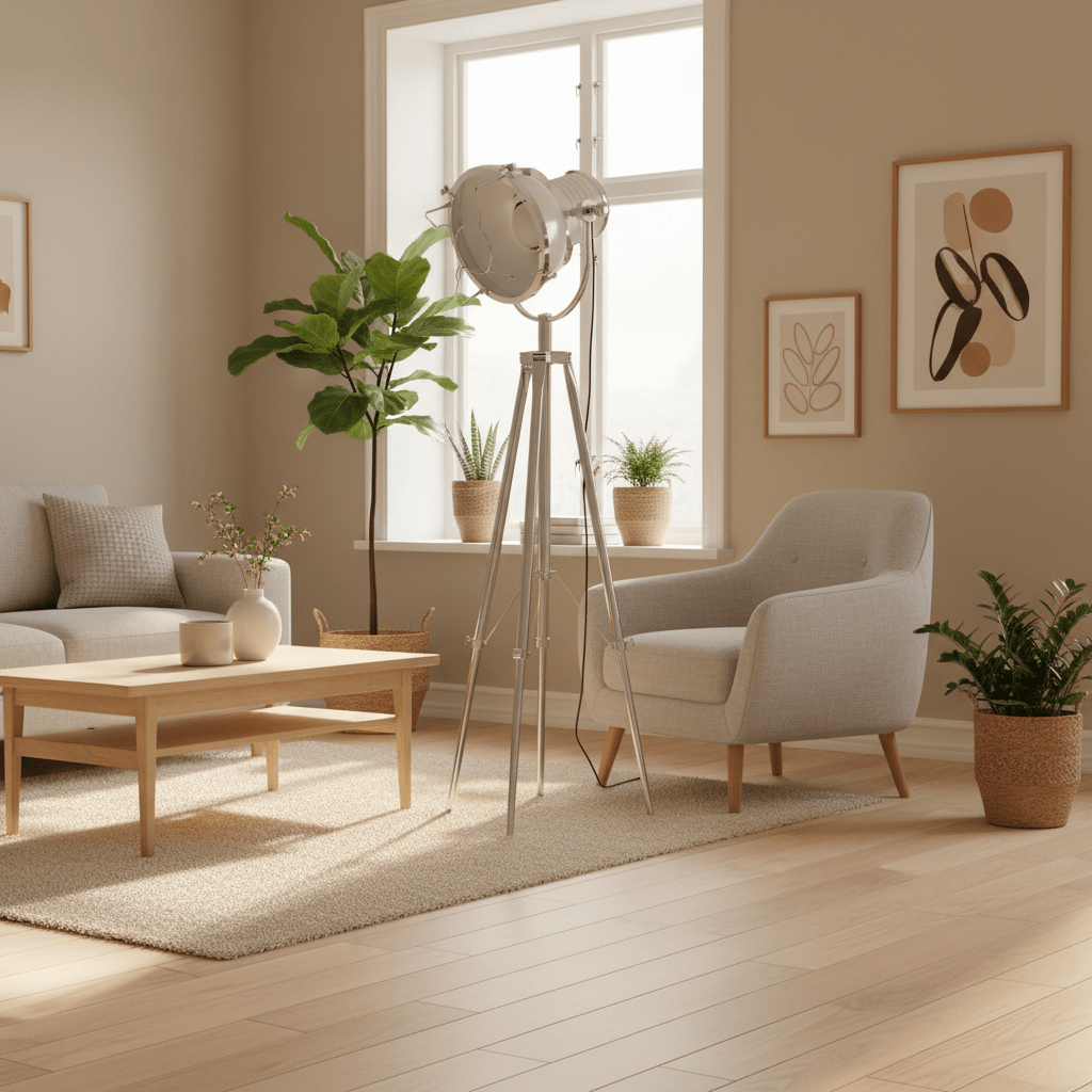 Industrial Revolution Tripod White Floor Lamp