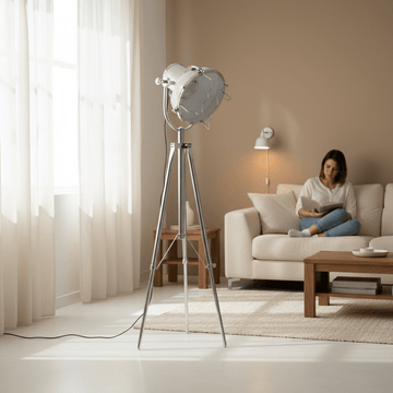 Industrial Revolution Tripod White Floor Lamp