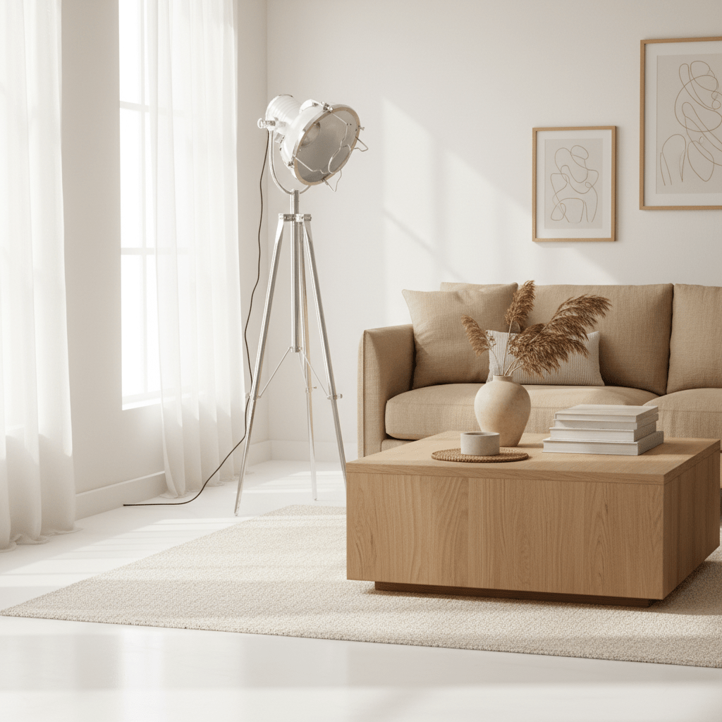 Industrial Revolution Tripod White Floor Lamp