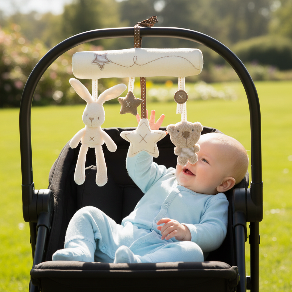 Infant Toddler Rattles Toys for Baby Stroller Crib Soft Rabbit Bear Style Pram Hanging Toys Plush Appease Doll Bed Accessories