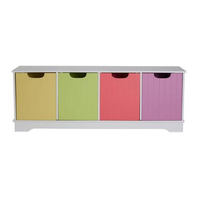 Isla Kids White 4 Coloured Boxes Storage Unit