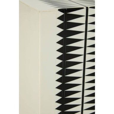 Issey Black And White Resin Table And Stool