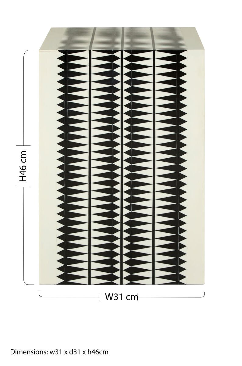 Issey Black And White Resin Table And Stool