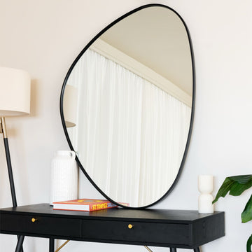 Izumi - Black Metal Irregular Pebble Mirror - 120cm x 90cm
