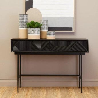 Jakara Black 2 Drawer Console Table