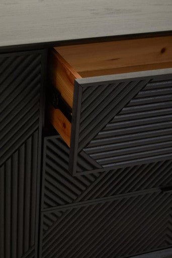 Jakara Black Wood Sideboard With Metal Legs