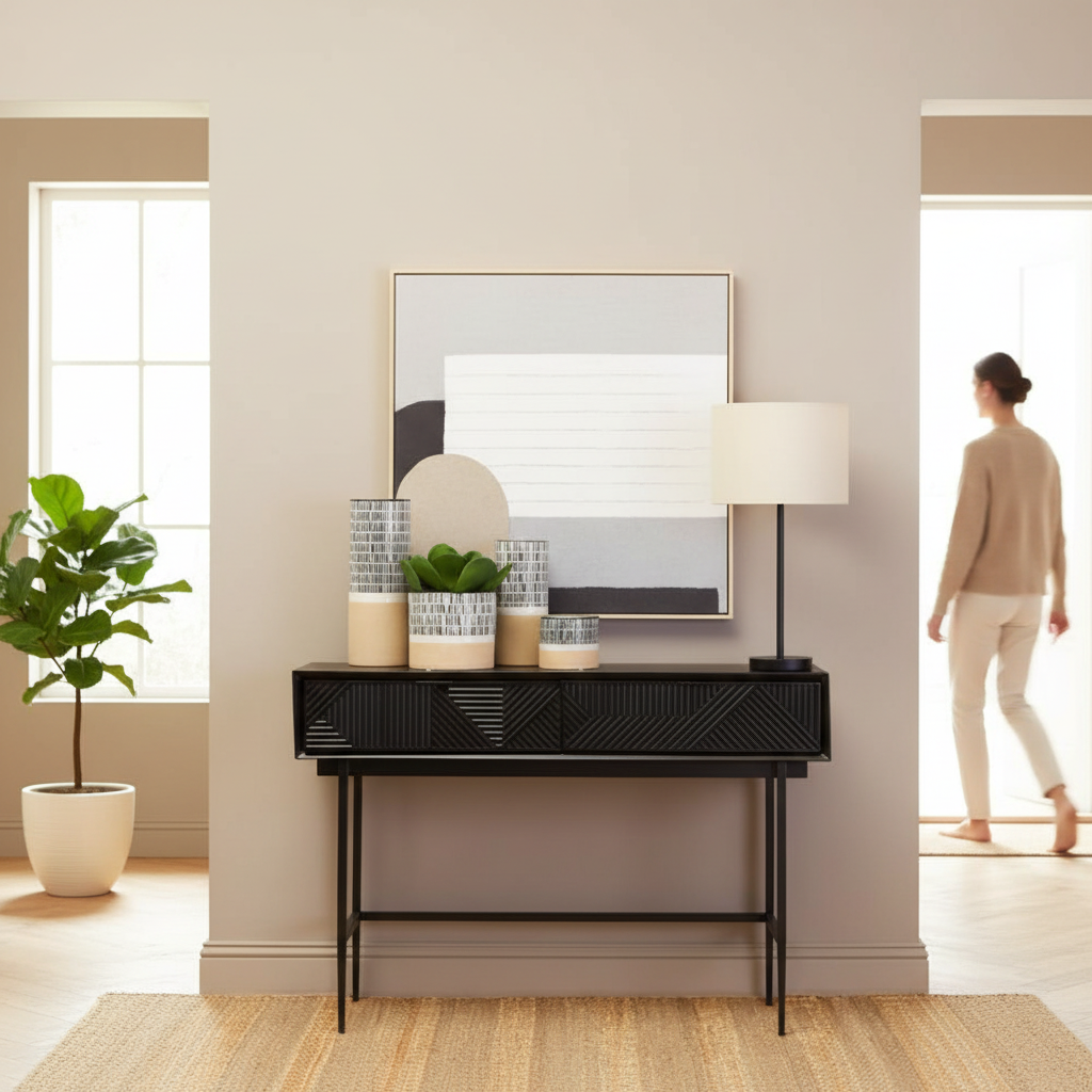 Jakara Black 2 Drawer Console Table