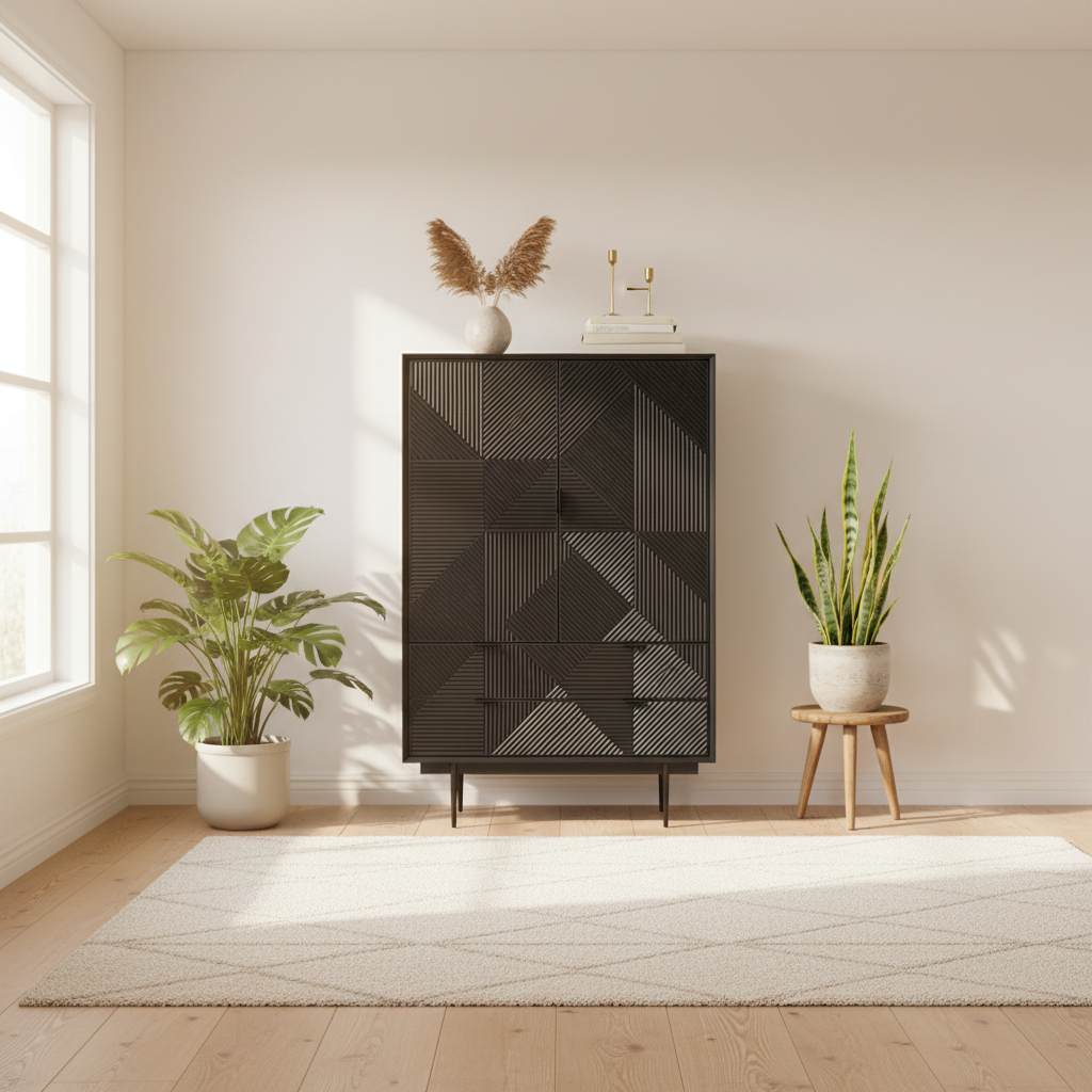 Jakara Black Finish Wooden Cabinet