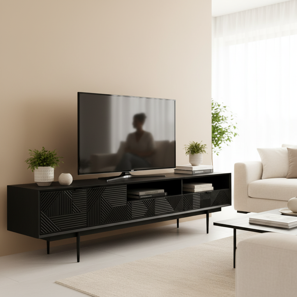 Jakara Black Finish Wooden Media Unit