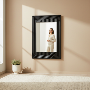 Jakara Black Finish Wooden Wall Mirror