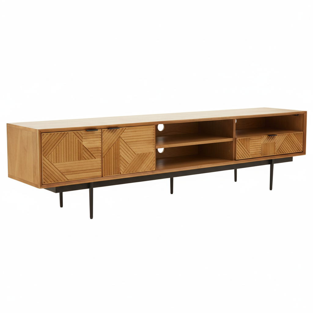 Jakara Natural Finish Wooden Media Unit