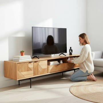 Jakara Natural Finish Wooden Media Unit