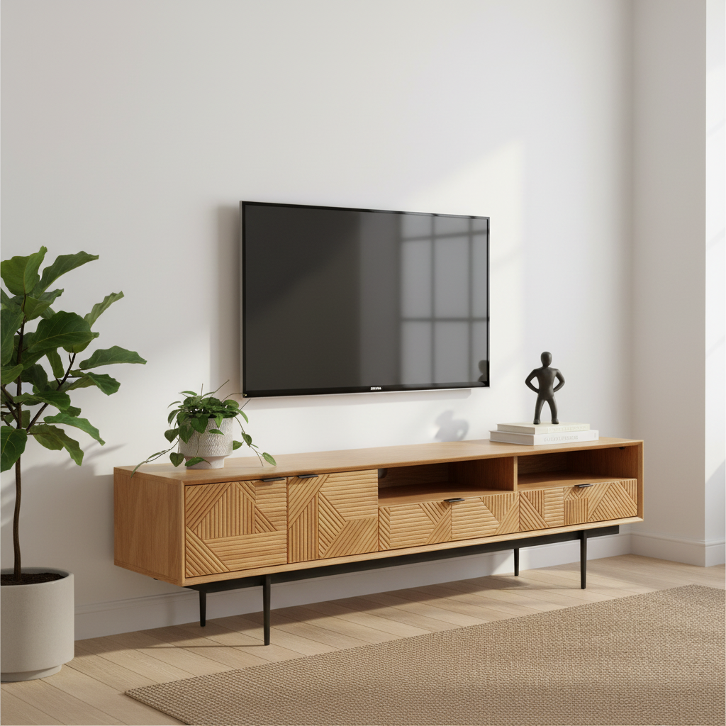 Jakara Natural Finish Wooden Media Unit