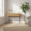 Jakara Two Drawer Natural Finish Console Table With Black Metal Legs