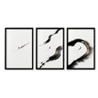 Japan Art Ink Brush Solitary Figure Black White Gold-Toned wall art in a black frame