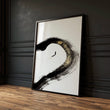 Japan Art Ink Brush Solitary Figure Black White Gold-Toned wall art — piece 2 of 3 in the set