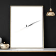 Japan Art Ink Brush Solitary Figure Black White Gold-Toned wall art — piece 3 of 3 in the set