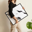 Japan Art Ink Brush Solitary Figure Black White Gold-Toned wall art displayed on a wall in a styled room — view 10