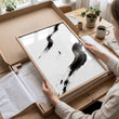 Japan Art Ink Brush Solitary Figure Black White Gold-Toned wall art displayed on a wall in a styled room — view 11