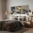 Japan Art Pine Tree & Full Moon wall art displayed on a wall in a styled room
