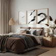 Japan Art Ink Brush Solitary Figure Black White Gold-Toned wall art displayed on a wall in a styled room — view 2