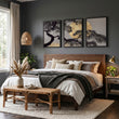 Japan Art Pine Tree & Full Moon wall art displayed on a wall in a styled room — view 3