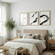 Japan Art Ink Brush Solitary Figure Black White Gold-Toned wall art displayed on a wall in a styled room — view 6