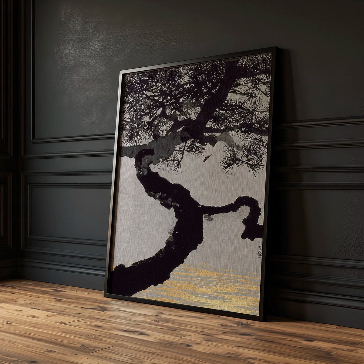 Japan Art Pine Tree & Full Moon Wall Art Prints | Set of 3