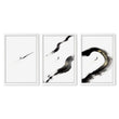 Japan Art Ink Brush Solitary Figure Black White Gold-Toned wall art in a white frame