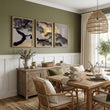 Japan Wall Art Japanese Pine Tree & Moon Grey Gold Tones displayed on a wall in a styled room — view 3