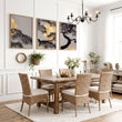 Japan Wall Art Japanese Pine Tree & Moon Grey Gold Tones displayed on a wall in a styled room — view 4