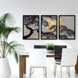 Japan Wall Art Japanese Pine Tree & Moon Grey Gold Tones displayed on a wall in a styled room — view 6