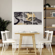 Japan Wall Art Japanese Pine Tree & Moon Grey Gold Tones displayed on a wall in a styled room — view 7