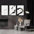 Japandi Wall Decor Black Ink Brush Solitary Figure with Gold-Toned Accents displayed on a wall in a styled room — view 3
